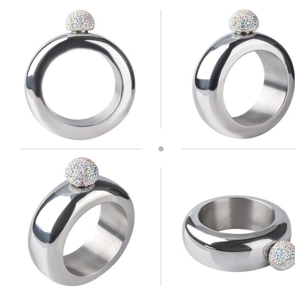 Silver Bangle Bracelet with Crystal Accent - Picture 1 of 9